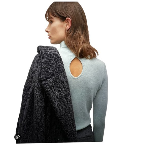 NWT Club Monaco Cashmere Keyhole Turtleneck Sweater in Jade Green Size XS - Picture 3 of 16